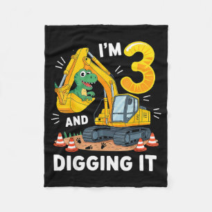 Drie 3jr 3de verjaardag bouw dinosaurus jongen 3 fleece deken
