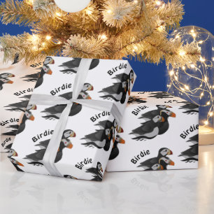 Drie aangenaam bevriende Puffins-zwemmers-Cartoon Cadeaupapier