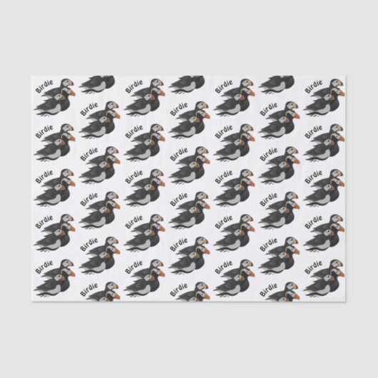 Drie aangenaam bevriende Puffins-zwemmers-Cartoon Tissuepapier (Voorkant)