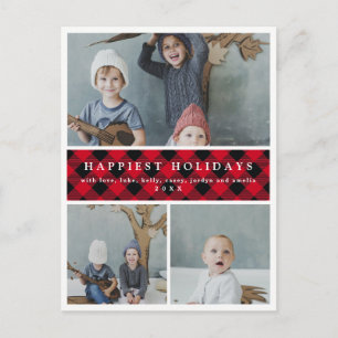 Drie Aangepaste feestdagen voor foto's Collage Red Briefkaart