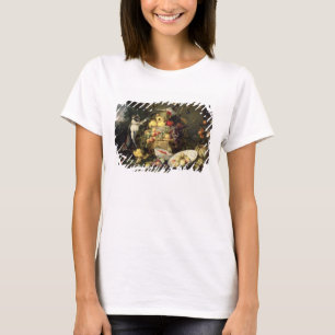 Drie aapjes met stelen (olie op doek) t-shirt