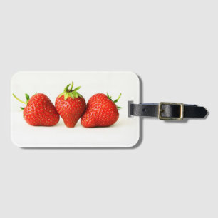 Drie aardbeien op witte BC LTCNA Bagagelabel