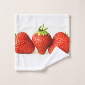 Drie aardbeien op witte BTCNA Bad Handdoek (Wasdoekje)