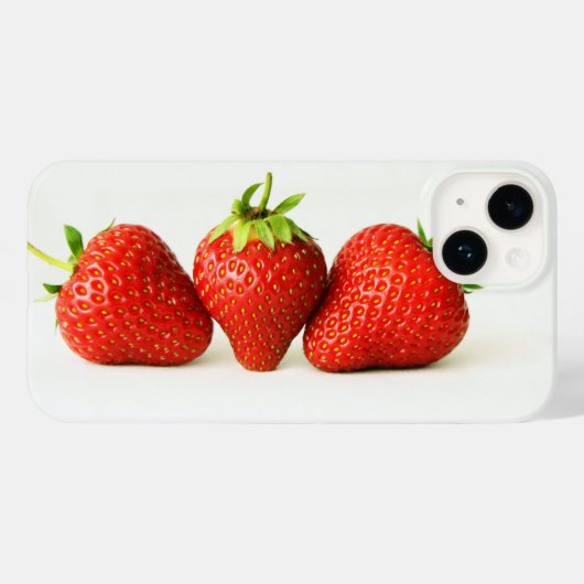 Drie aardbeien op witte iphcnm Case-Mate iPhone case (Achterkant (horizontaal))