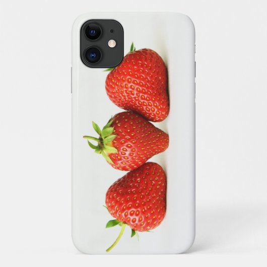 Drie aardbeien op witte iphcnm Case-Mate iPhone case (Achterkant)