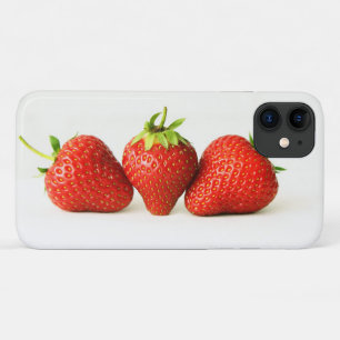 Drie aardbeien op witte iwitwasboon iPhone 11 hoesje