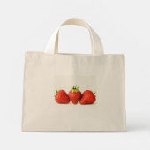 Drie aardbeien op witte TTCNA Mini Tote Bag (Achterkant)