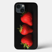 Drie aardbeien op zwarte iphcna Case-Mate iPhone case (Achterkant)