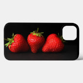 Drie aardbeien op zwarte iphcna Case-Mate iPhone case (Achterkant (horizontaal))