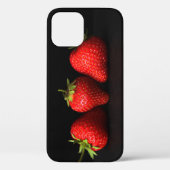 Drie aardbeien op zwarte iphcnm Case-Mate iPhone case (Achterkant)