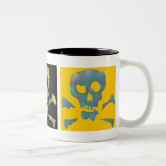 Drie Abstracte Pop KunstSkulls Tweekleurige Koffiemok