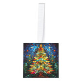 Drie Afbeelding Glas in lood kerst Kubus Ornament (Voorkant)