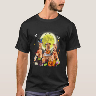 Drie Airedale Terrier Honden Heks Enge Mummie Hal T-shirt