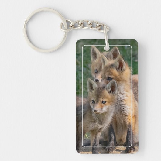 Drie Alert Fox Kits Sleutelhanger (Voorkant)