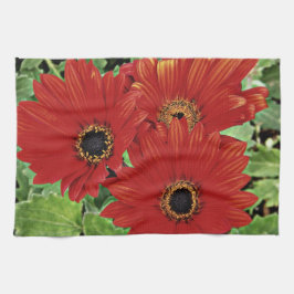 Drie als ze rood bloeien theedoek