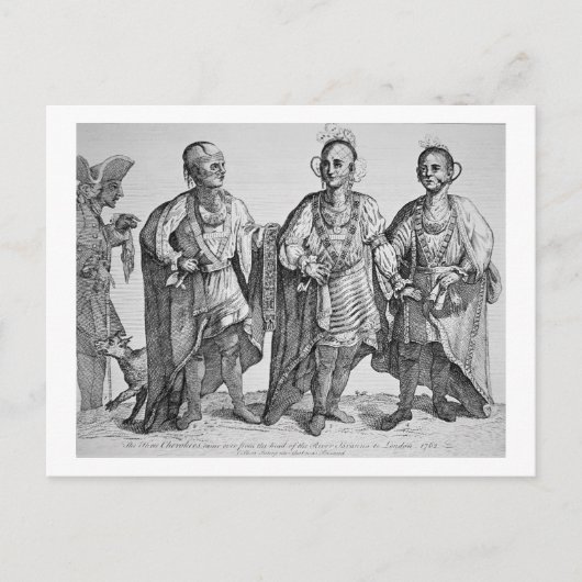 Drie Amerikaanse Cherokee Chiefs, 1762 (graving) Briefkaart (Voorkant)
