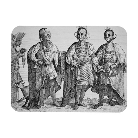 Drie Amerikaanse Cherokee Chiefs, 1762 (graving) Magneet (Horizontaal)