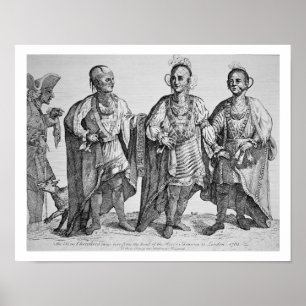 Drie Amerikaanse Cherokee Chiefs, 1762 (graving) Poster