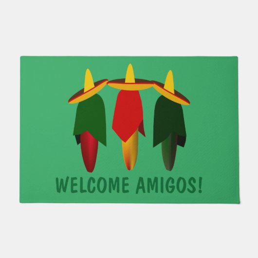 Drie amigos Hot Peppers Deurmat (Voorkant)