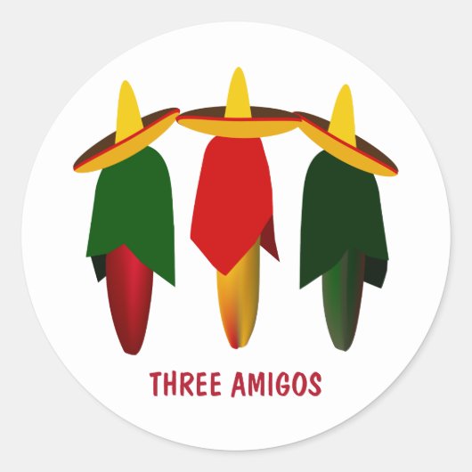 Drie amigos Hot Peppers Ronde Sticker (Voorkant)