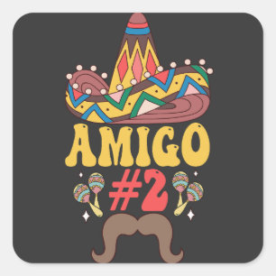 Drie amigo's Mexicaanse grappige bijpassende Cinco Vierkante Sticker