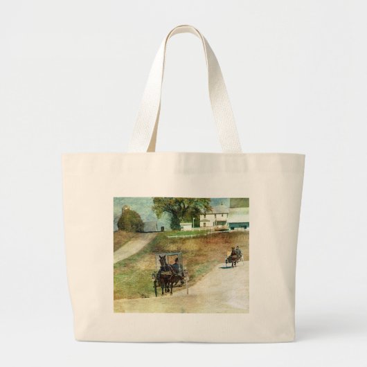 Drie Amish Buggies Grote Tote Bag (Voorkant)