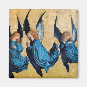 DRIE ANGELS IN BLAUWE Kerstmis Magneet