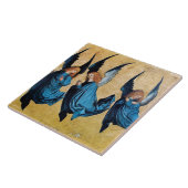 DRIE ANGELS IN BLAUWE Kerstmis Tegeltje (Zijkant)