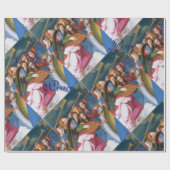 DRIE ANGELS IN BLUE CHRISTMAS JOY PEACE LOVE CADEAUPAPIER (Vlak)