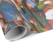 DRIE ANGELS IN BLUE CHRISTMAS JOY PEACE LOVE CADEAUPAPIER (Rol Hoek)