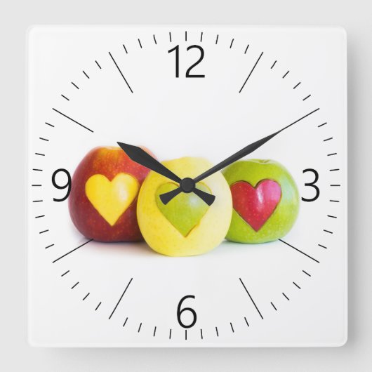 Drie appels vierkante klok (Voorkant)