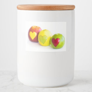 Drie appels voedselcontainer etiket