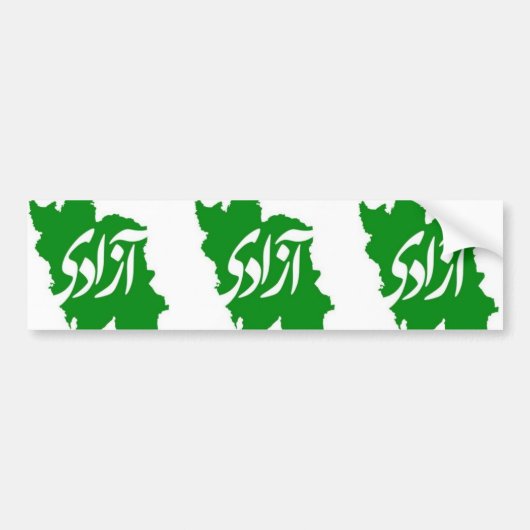 DRIE Azadi (Vrijheid) Kaart van Iran Bumpersticker (Voorkant)