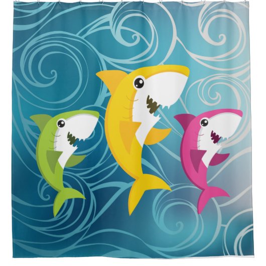 Drie Baby-gordijnen met schaafgordijn Douchegordijn (Voorkant)