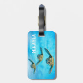 Drie Baby Zee-schildpadden zwemmen Bagagelabel (Achterkant verticaal)