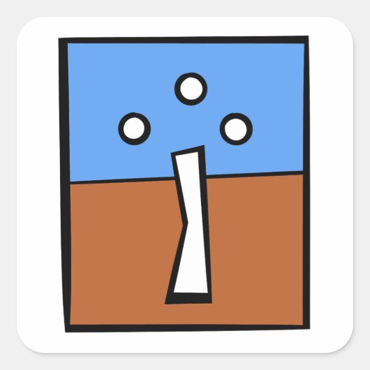 DRIE BAL KRUIS VIERKANTE STICKER (Voorkant)