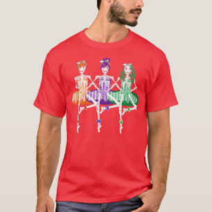 Drie Ballet Skelet Danser Grappige Halloween Kostu T-shirt