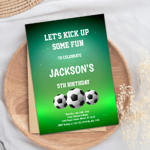 Drie Balls Soccer Birthday Invitations Kaart