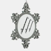 Drie basklarinetten tin sneeuwvlok ornament (Links)