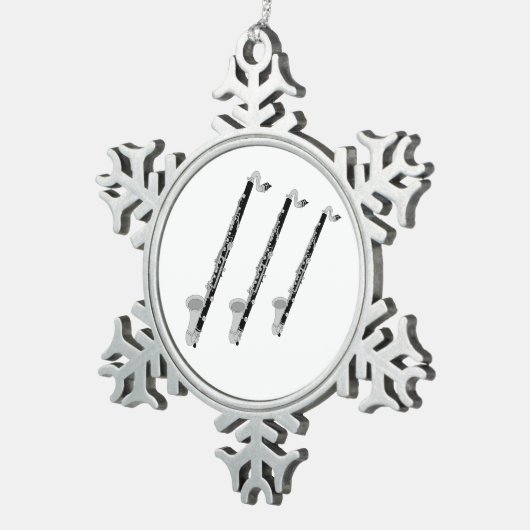 Drie basklarinetten tin sneeuwvlok ornament (Rechts)
