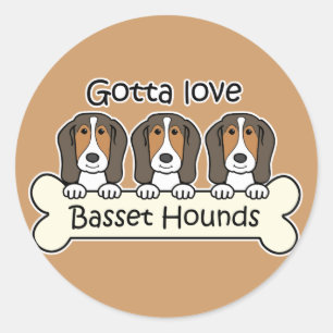 Drie Basset Hounds Ronde Sticker