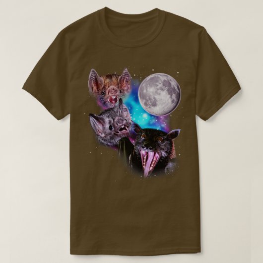 Drie Bats Howl op de Maan T-shirt (Design voorkant)