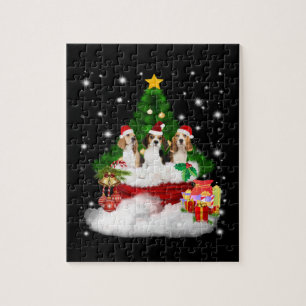 Drie beagles kerstmis met kerstboom legpuzzel