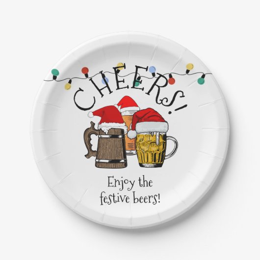 DRIE BEERS CHEERS Kerstmis Papieren Bordje (Voorkant)