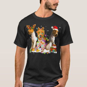 Drie bekabelde fox-terriers voor honden rendierpro t-shirt