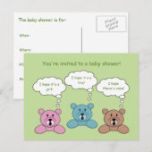 Drie Beren Baby shower Uitnodiging Briefkaart (Voorkant / Achterkant)