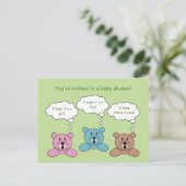 Drie Beren Baby shower Uitnodiging Briefkaart (Staand voorkant)