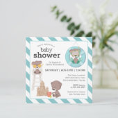 Drie Beren in het Beach Baby shower voor Boy Kaart (Staand voorkant)