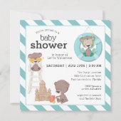 Drie Beren in het Beach Baby shower voor Boy Kaart (Voorkant)