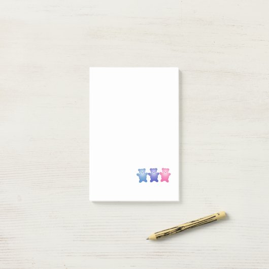 Drie Beren Post-it® Notes (Op bureau)